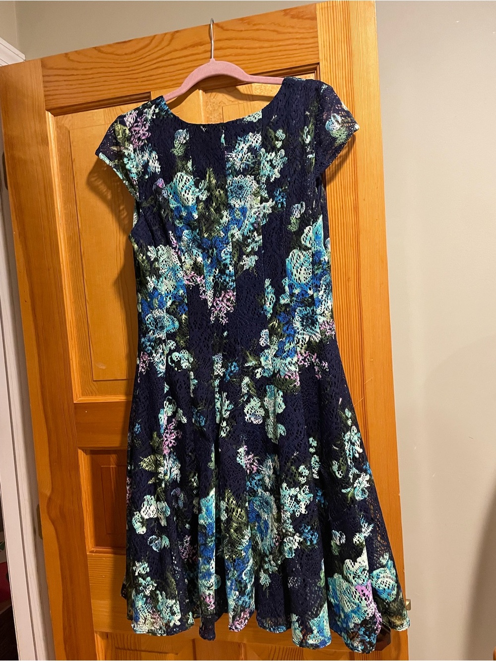 Navy Floral Lace Fit & Flare Kids Dress